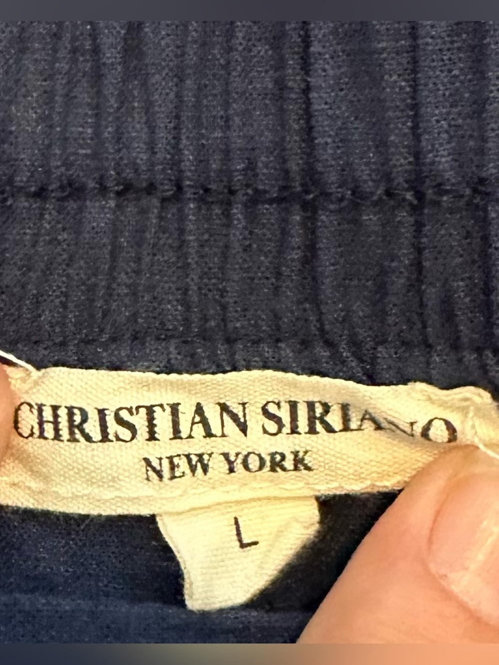 Christian Siriano Navy Elastic Waist Crop Pants with Embroidery - Picture 4 of 4